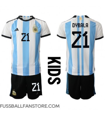 Argentinien Paulo Dybala #21 Replik Heimtrikot Kinder WM 2022 Kurzarm (+ Kurze Hosen)